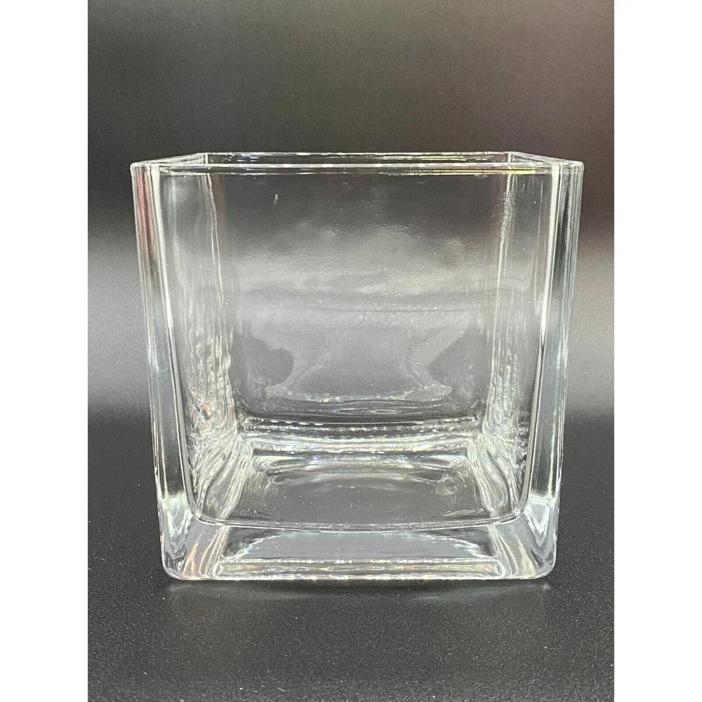 Clear Glass Cube Vase 5